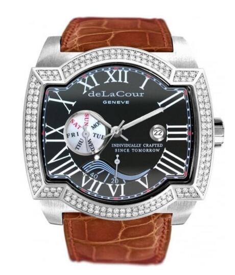 Luxury replica DeLaCour SAQRA WEEKEND STEEL DIAMOND BEZEL watch WAST2251-0976
